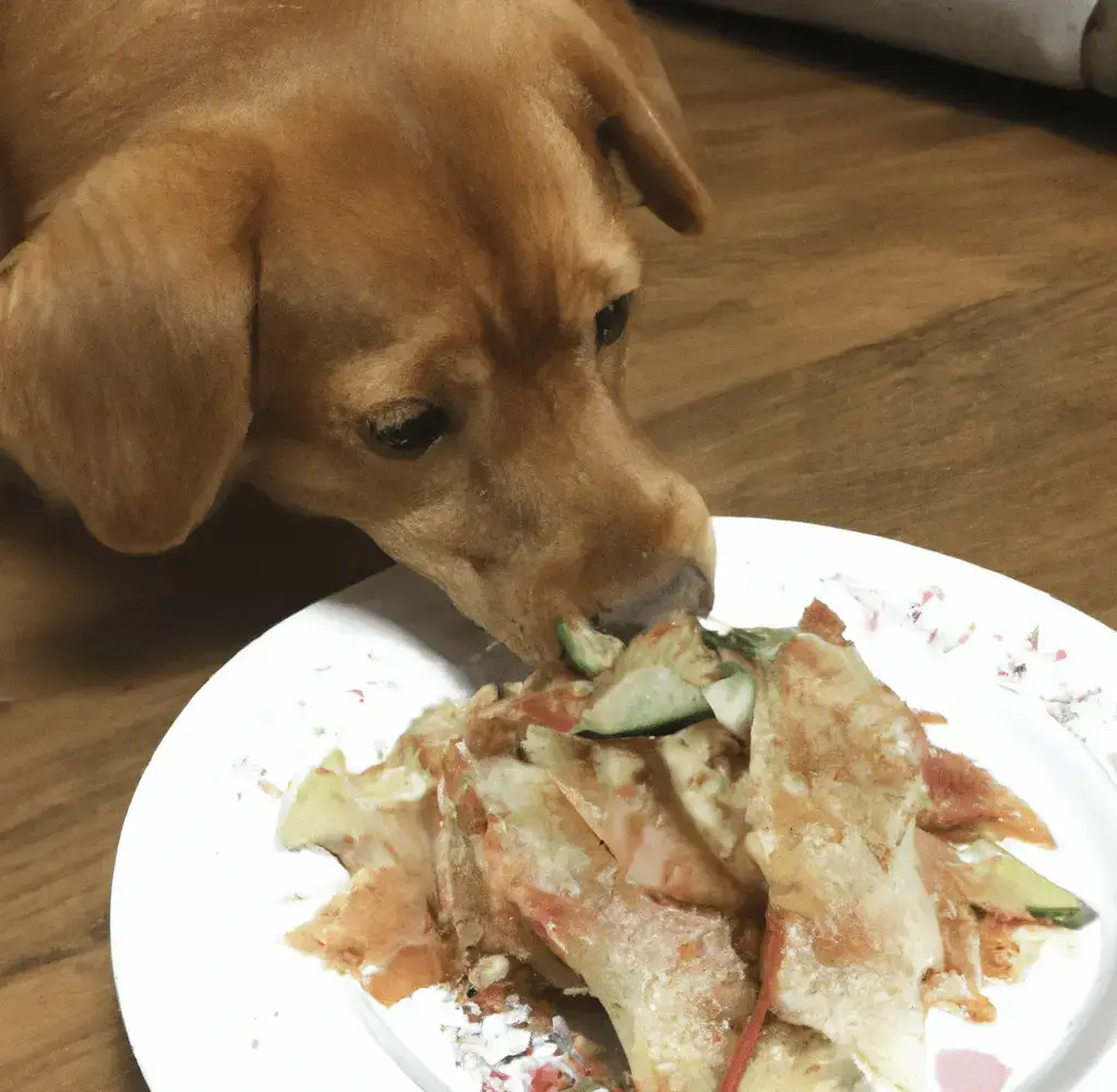a dog trying to have a taste of kimchi